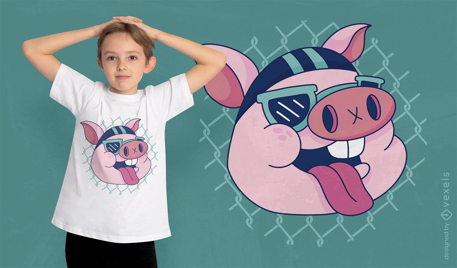 Diseño de camiseta de cerdo motociclista.