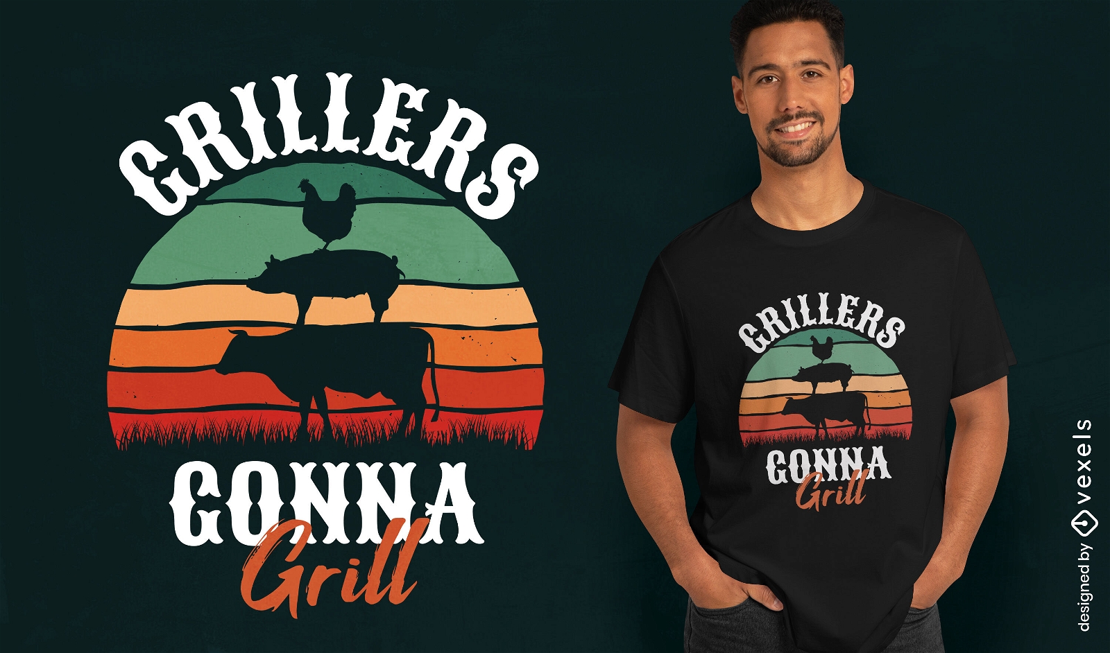 Grillers retro sunset quote t-shirt design