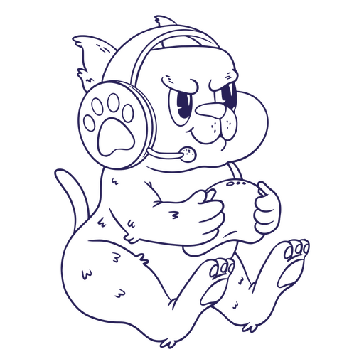 Drawing of a cat wearing headphones PNG Design