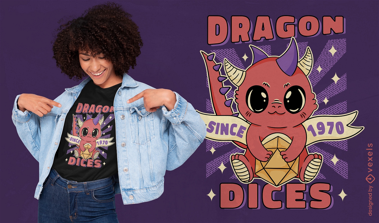 Design bonito de camiseta de dragão de dramatização
