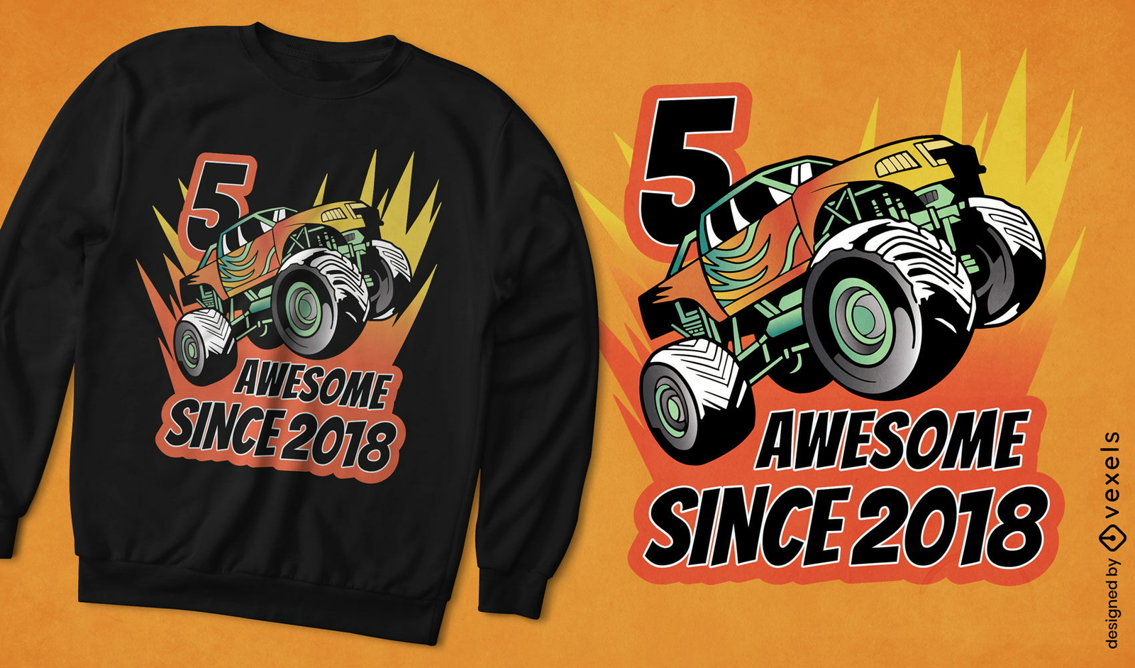 Diseño de camiseta de cumpleaños de Monstertruck