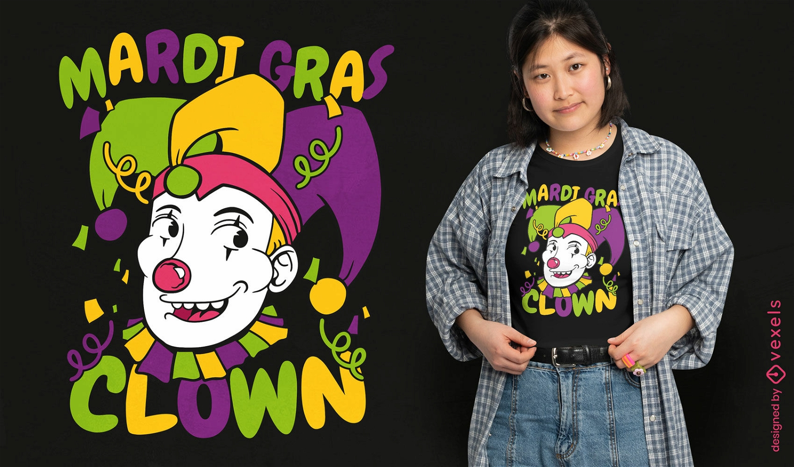 Mardi gras clown t-shirt design
