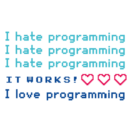 Frase de odio y amor por la programación Diseño PNG