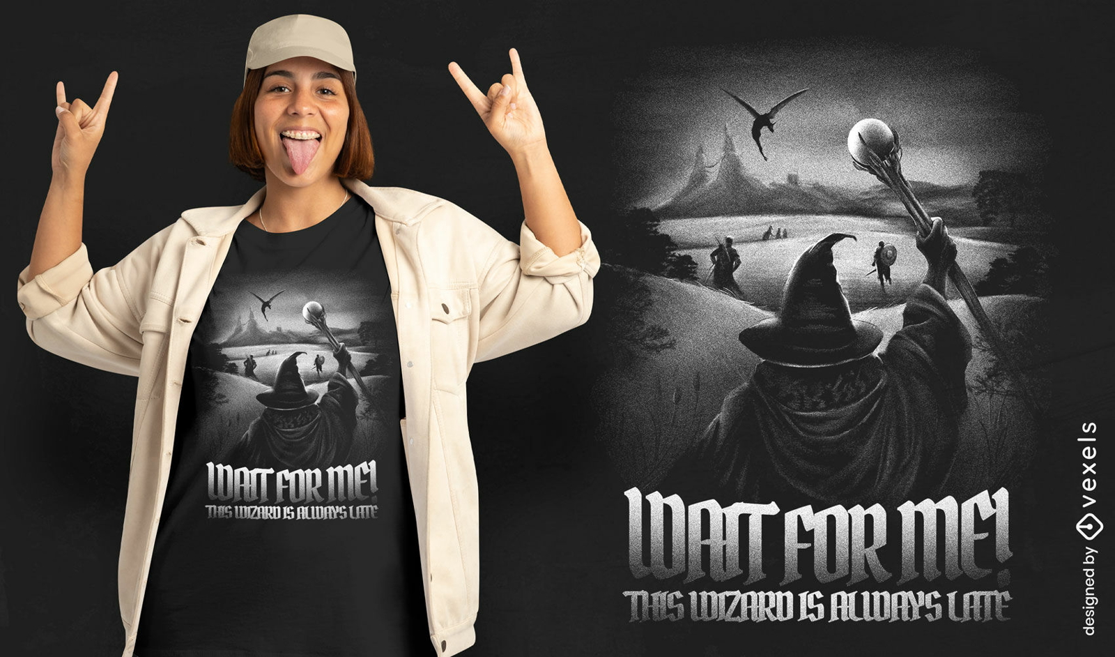 Wizard in fantasy story t-shirt design