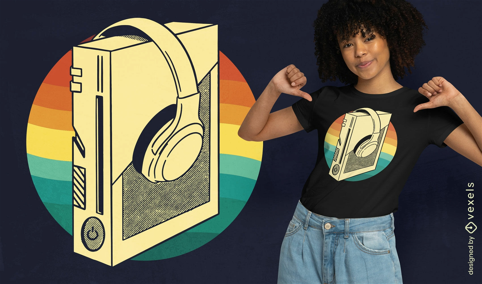 Game console and headphones t-shirt design