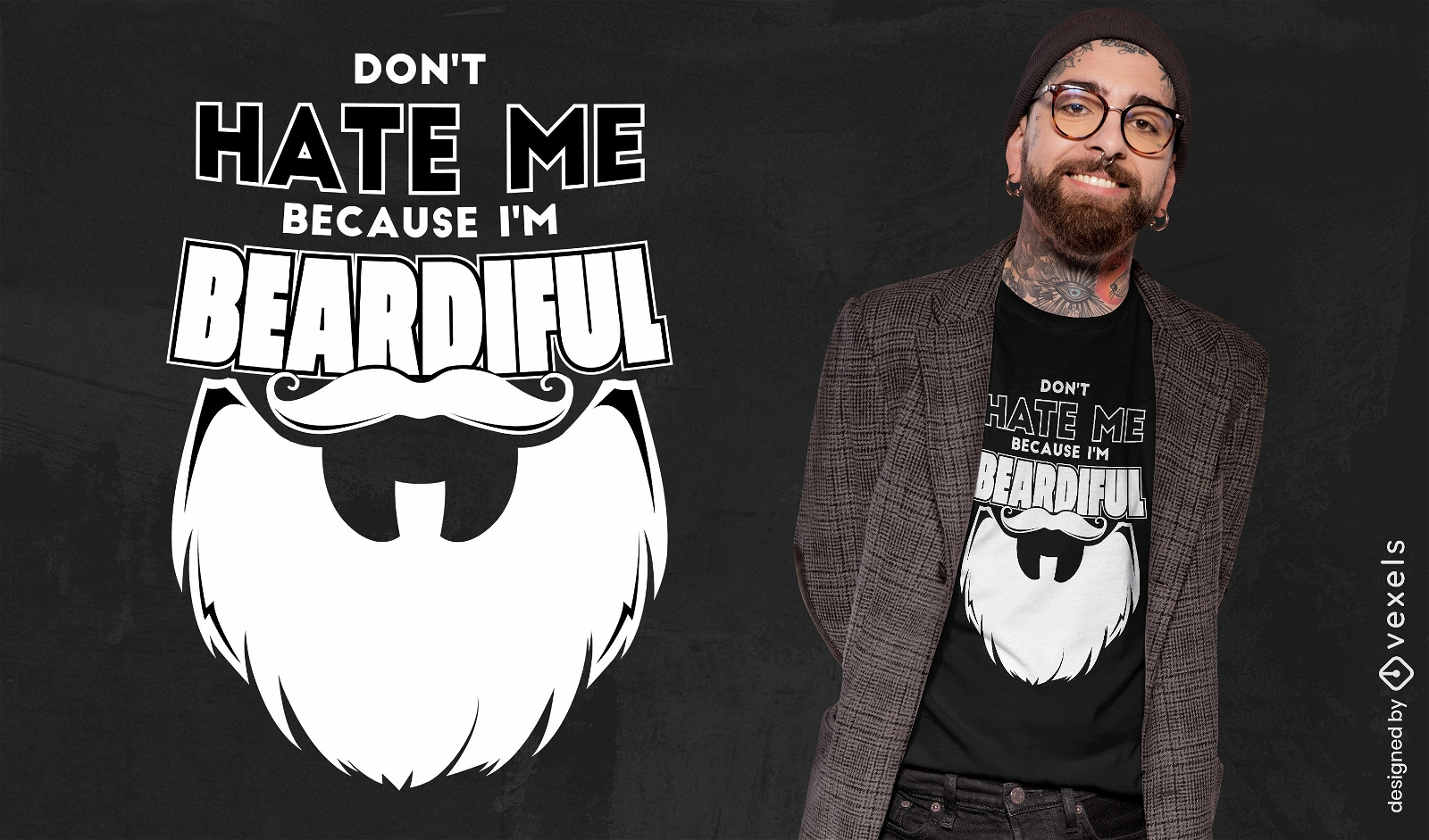 Design de camiseta engraçada de barba e bigode