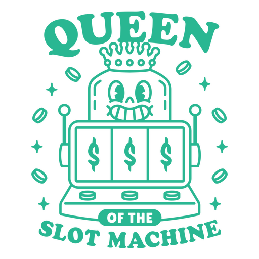 Queen of the slot machine gambling PNG Design