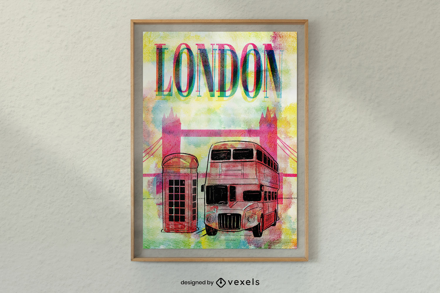 Diseño de cartel de acuarela de la ciudad de Londres.