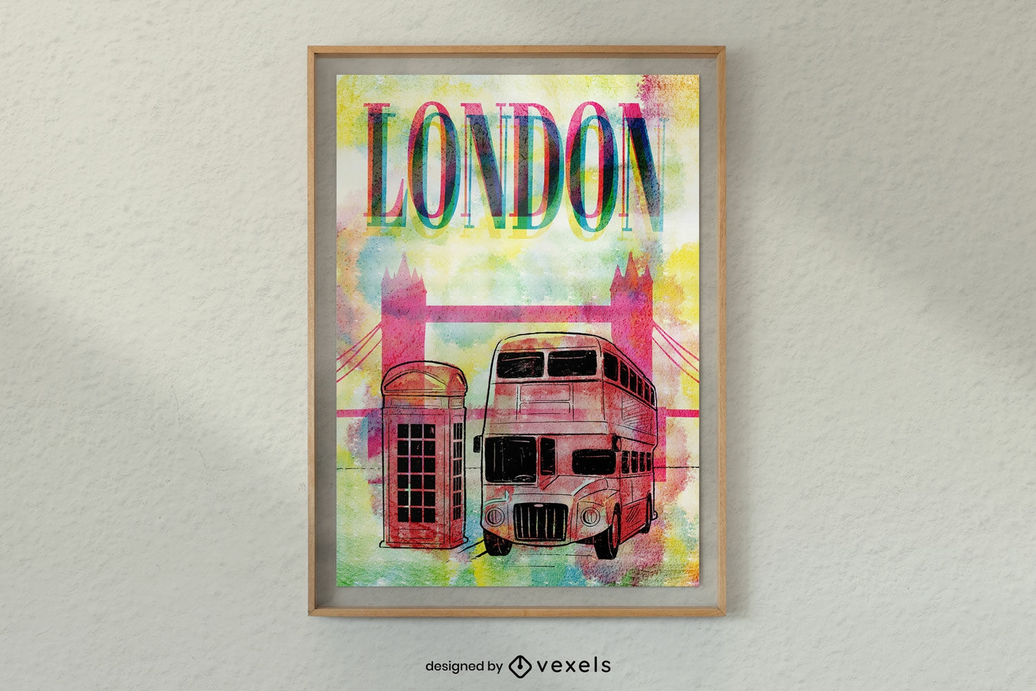 London city watercolor poster design