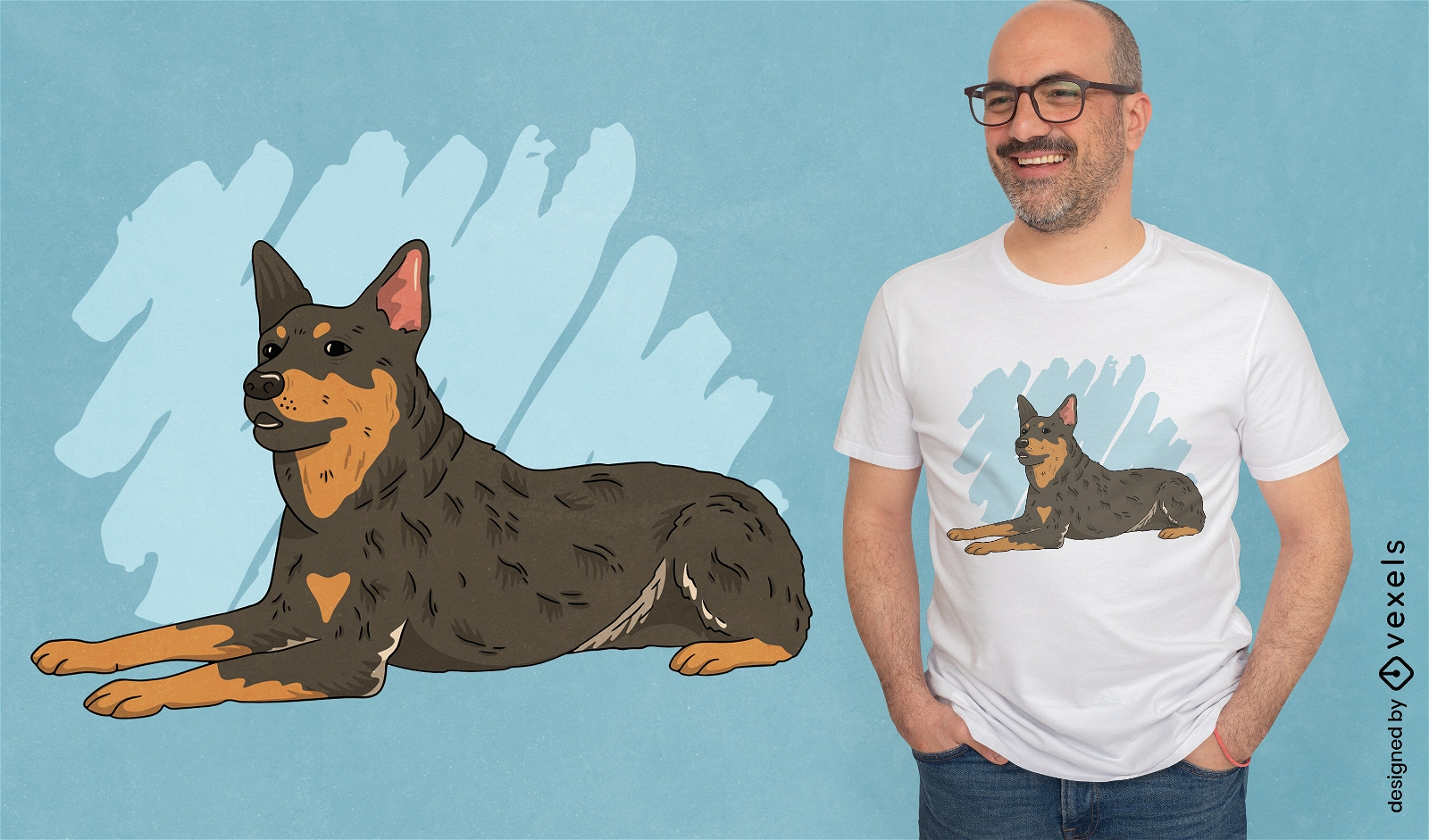 Diseño de camiseta de perro de ganado australiano