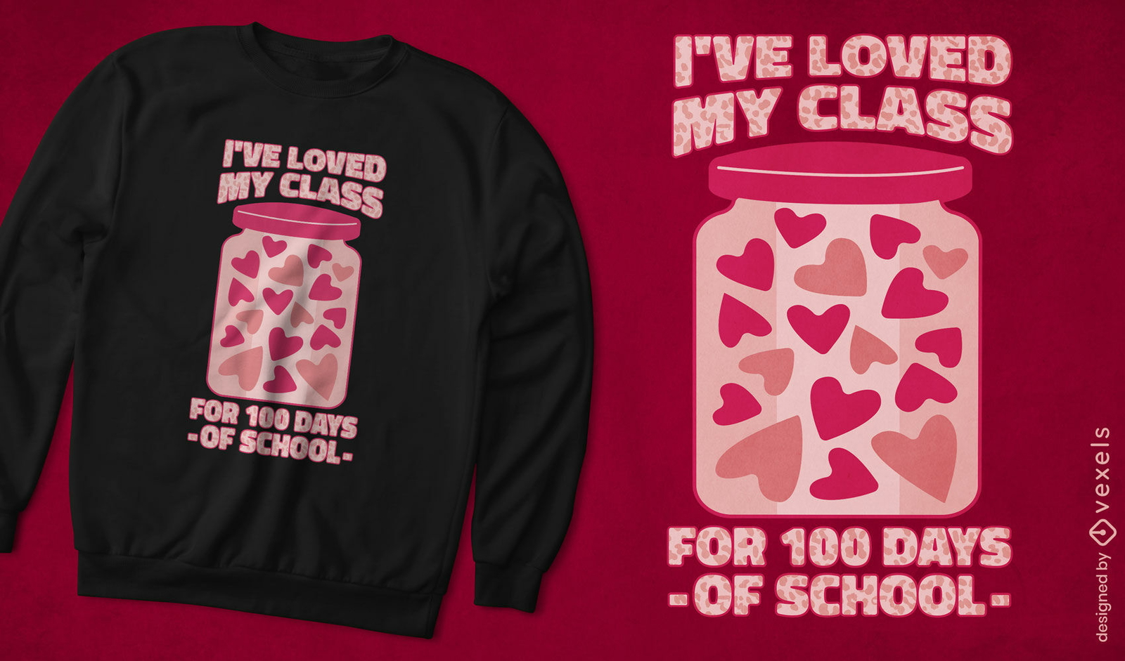 100 días de diseño de camiseta de amor escolar.