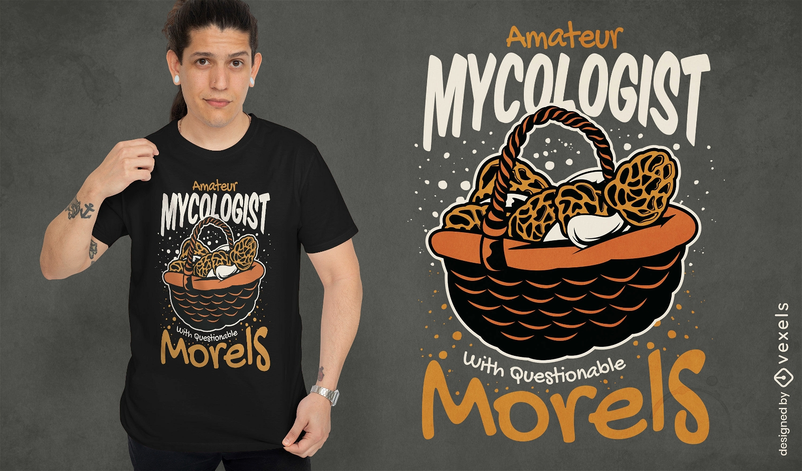 Design de camiseta para entusiasta de cogumelos