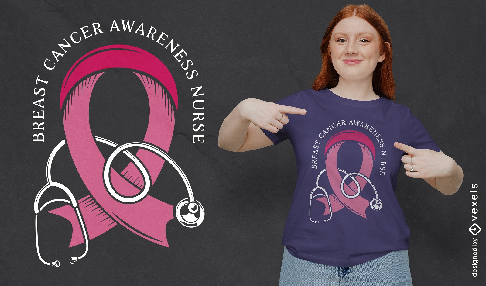 Design de camiseta de enfermeira de conscientização de câncer de mama