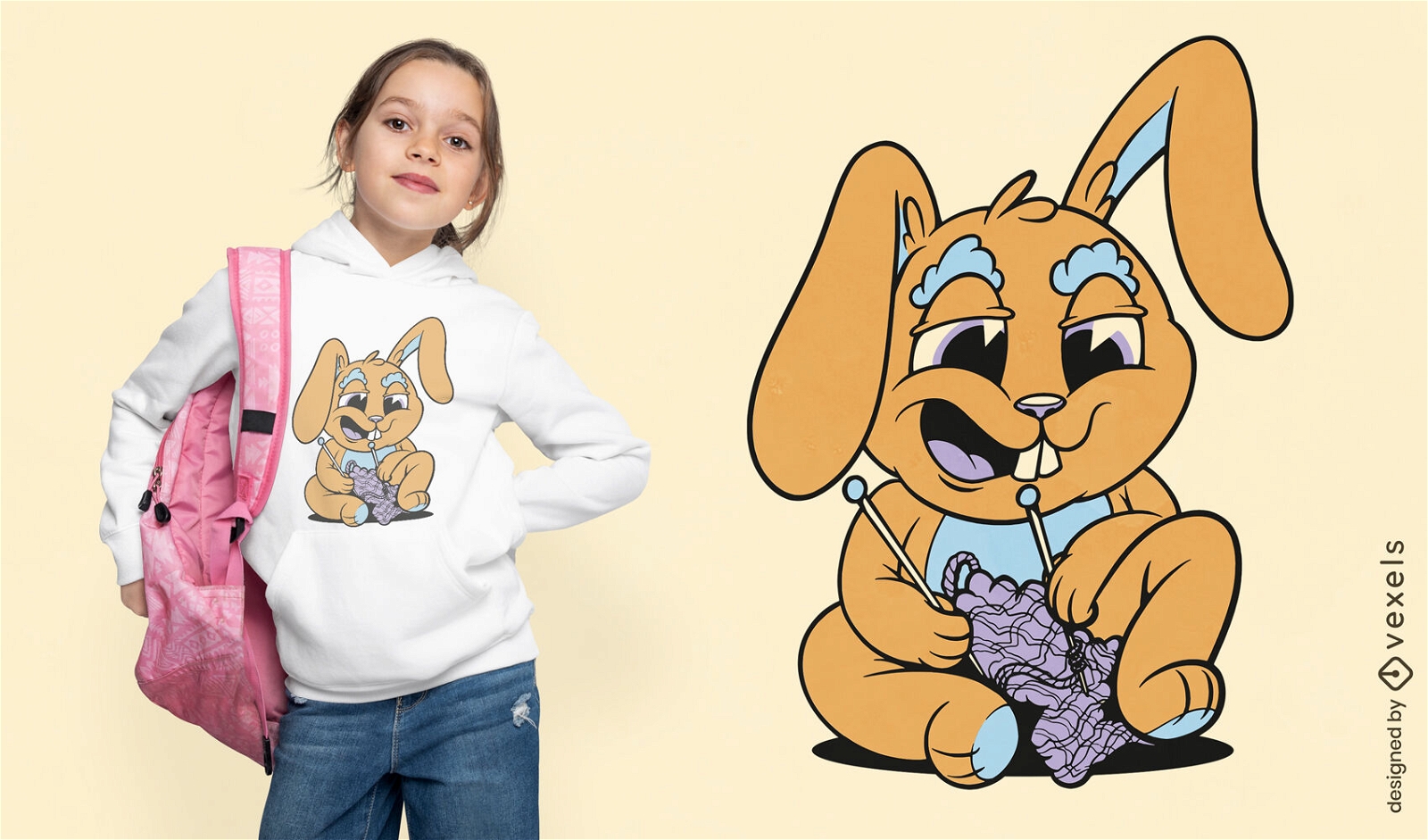 Diseño de camiseta de tejido de conejo.