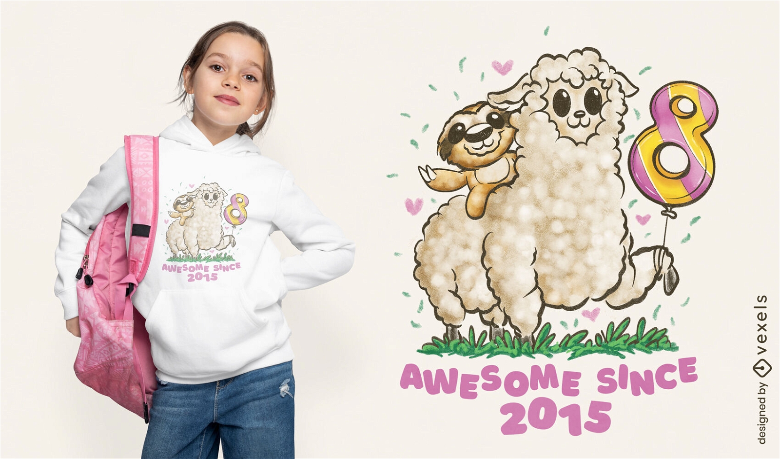 Sloth and llama birthday t-shirt design