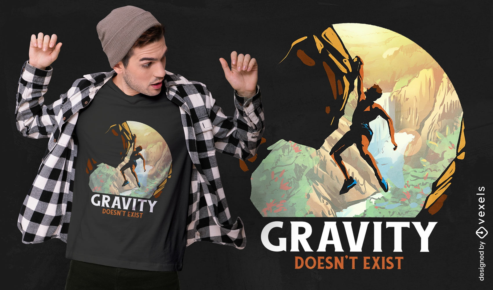 Design de camiseta com citação de gravidade de alpinismo