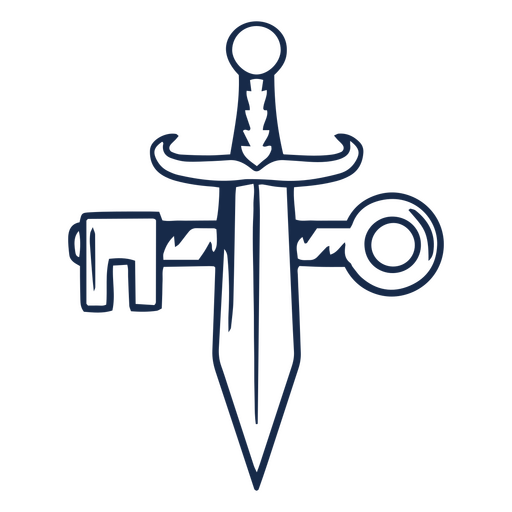 Image of a sword with a key PNG Design