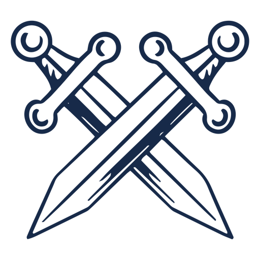 Two crossed swords stroke PNG Design
