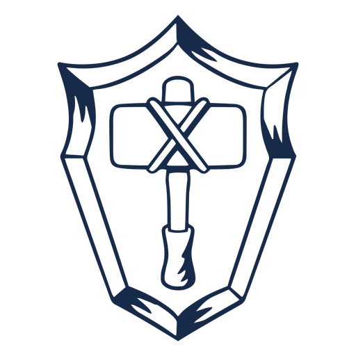 Shield with a hammer on it PNG Design