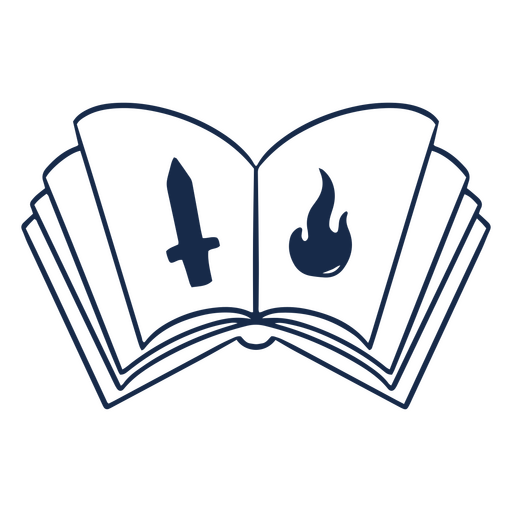 Book with a sword and fire on it PNG Design