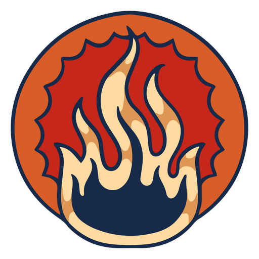 Logo con una llama en el medio. Diseño PNG