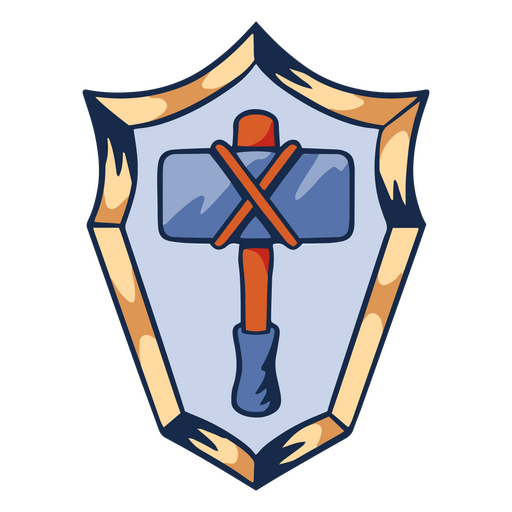 Shield with a hammer inside PNG Design