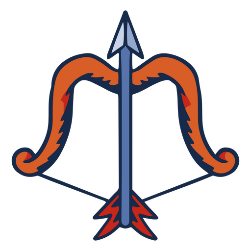 Orange and blue logo with a bow and arrow PNG Design