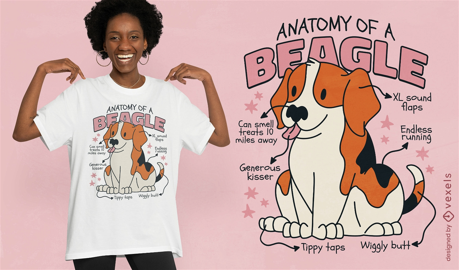 Diseño de camiseta de anatomía beagle.