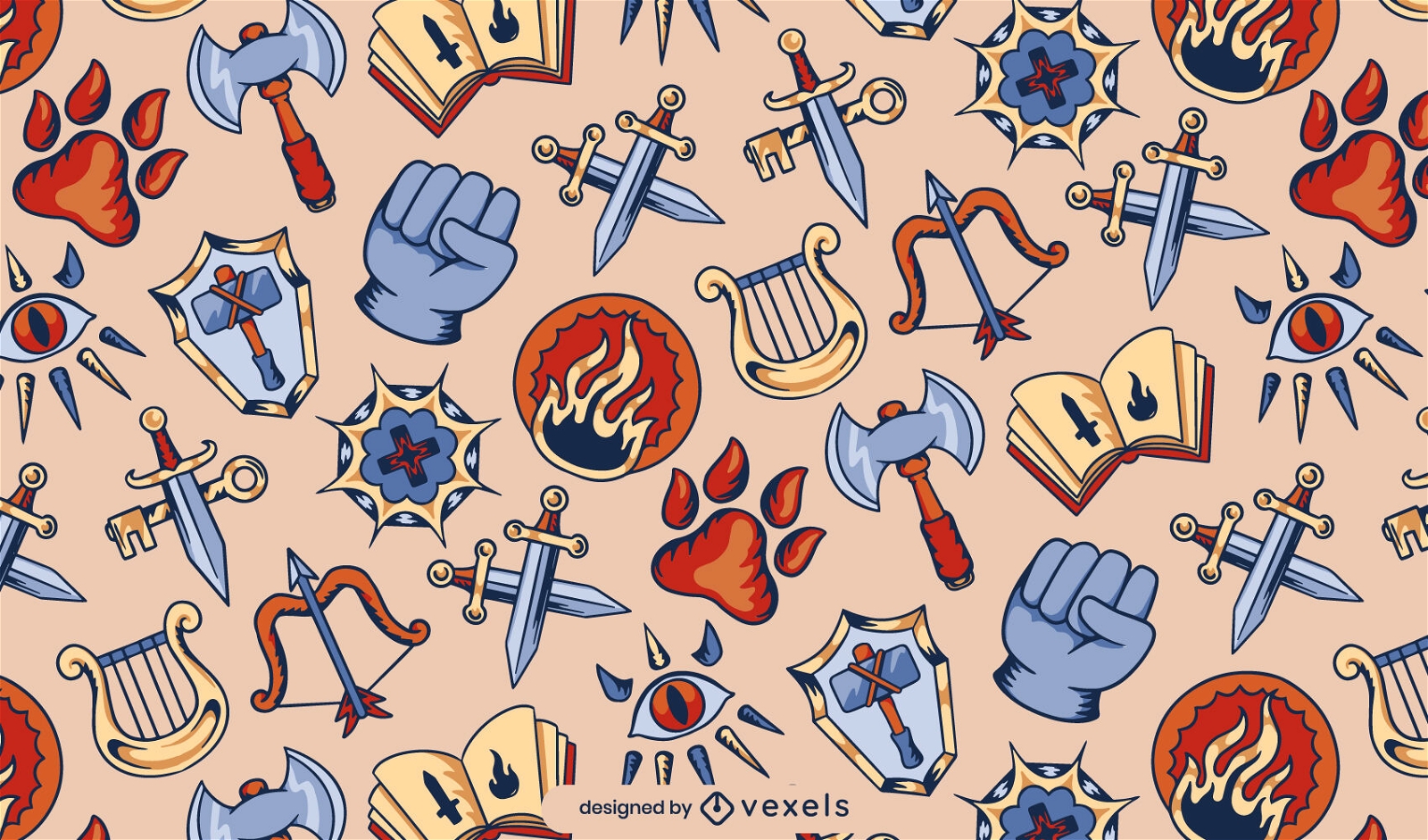 Medieval icons pattern design