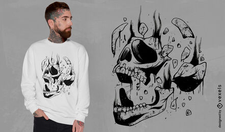 Zerfallendes Schädel-T-Shirt-Design
