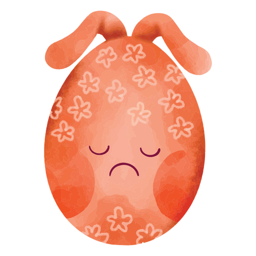 Orange egg with flowers on it PNG Design