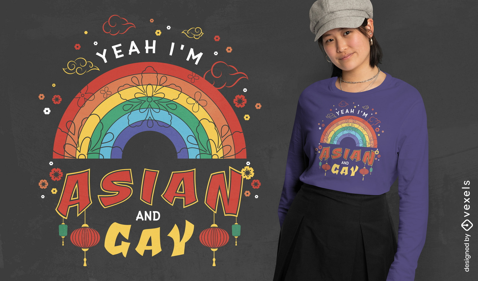 Diseño de camiseta con cita asiática LGBTQ