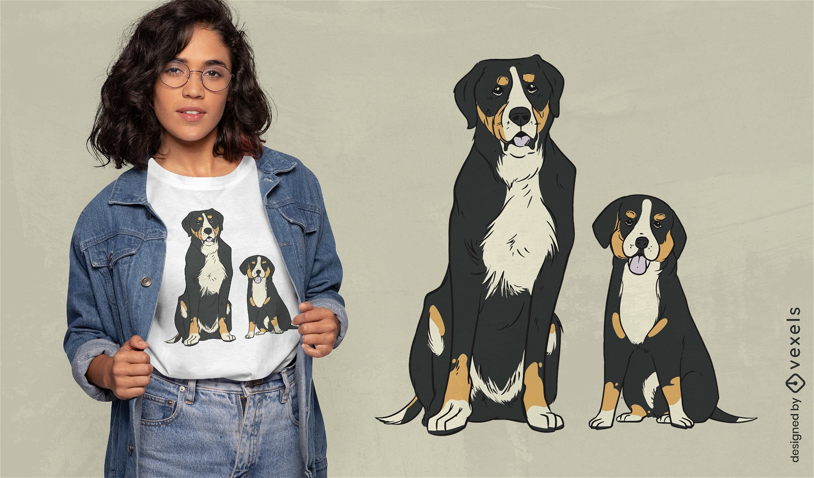 Design de camiseta fofa de cachorros da montanha suíça