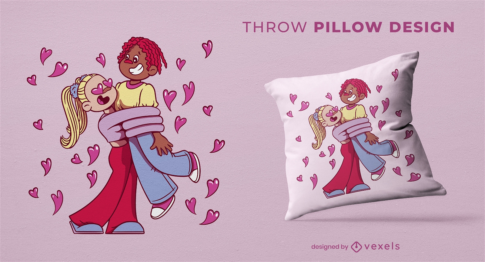 Couple in love hug throw pillow design