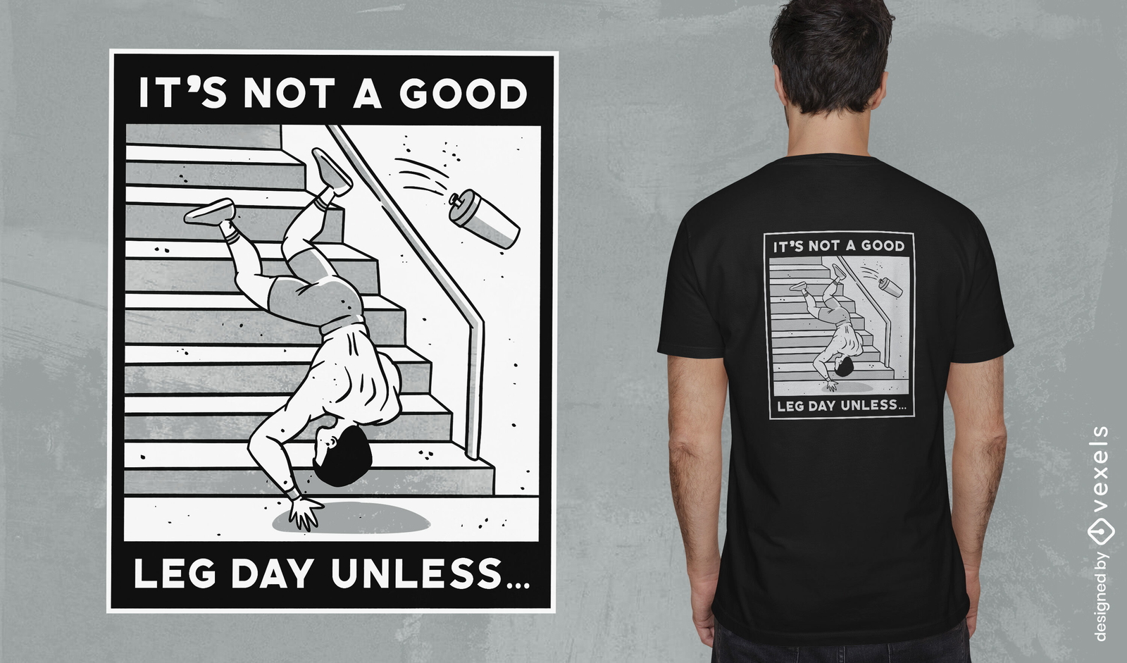 Mann, der die Treppe hinunterfällt, T-Shirt-Design