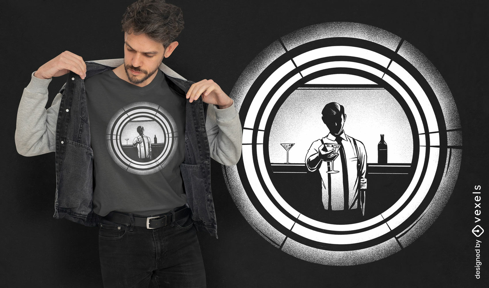 Design de camiseta de homem de bar retrô