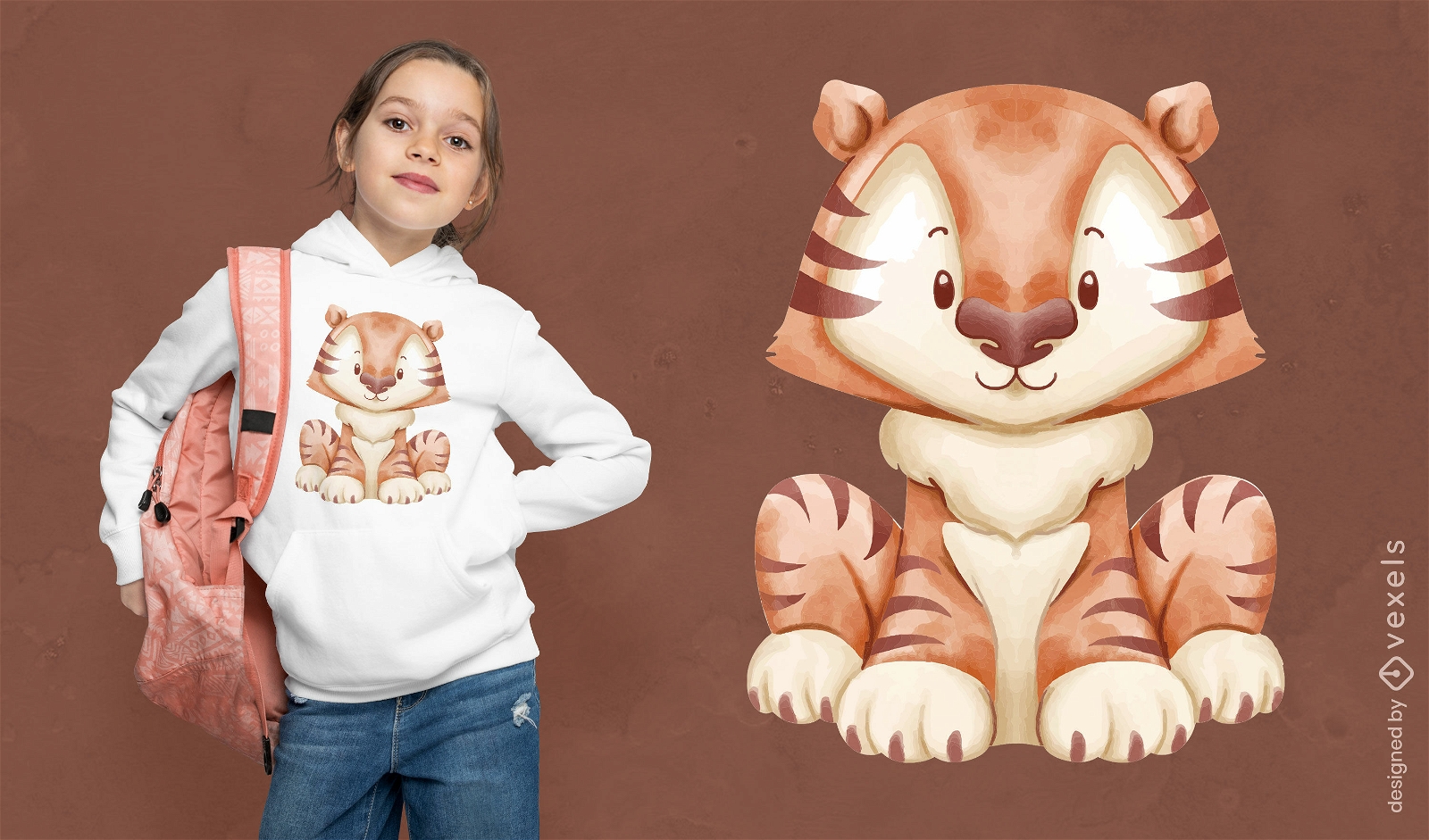 Baby tiger watercolor t-shirt design