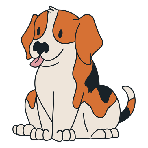 Cartoon beagle dog sitting down PNG Design
