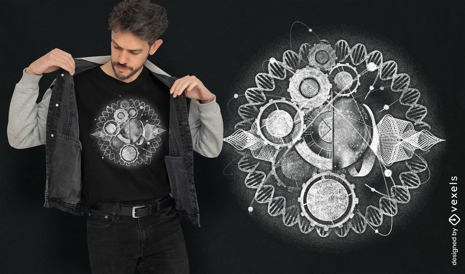 Design de camiseta do relógio do universo