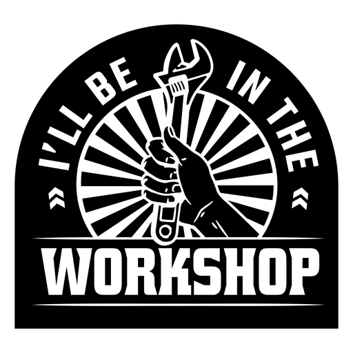 Design de citação de oficina em negrito com ilustração de chave inglesa Desenho PNG