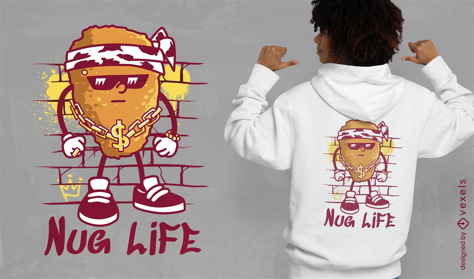 Design de camiseta de pepita de hip hop
