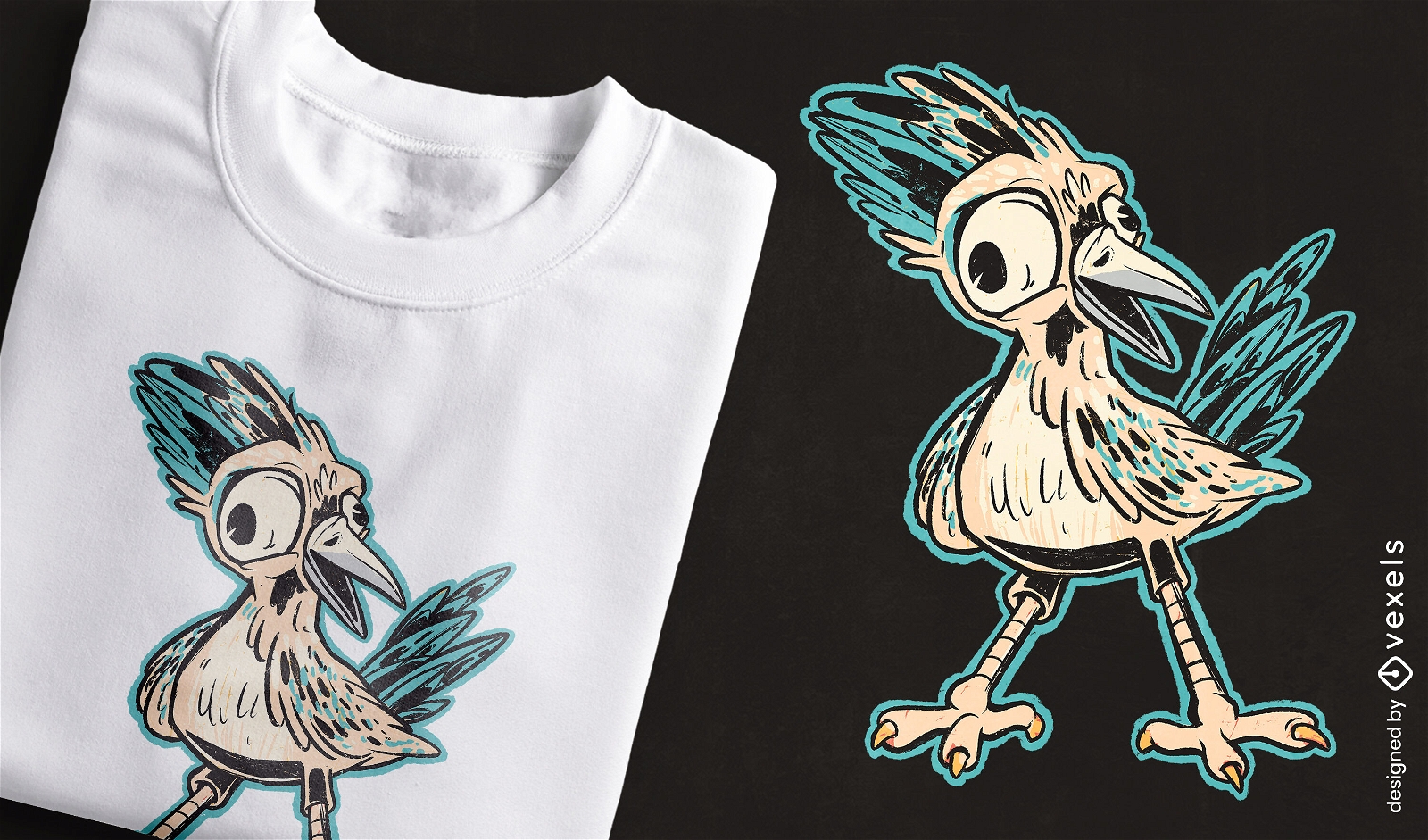 Diseño de camiseta de pájaro correcaminos