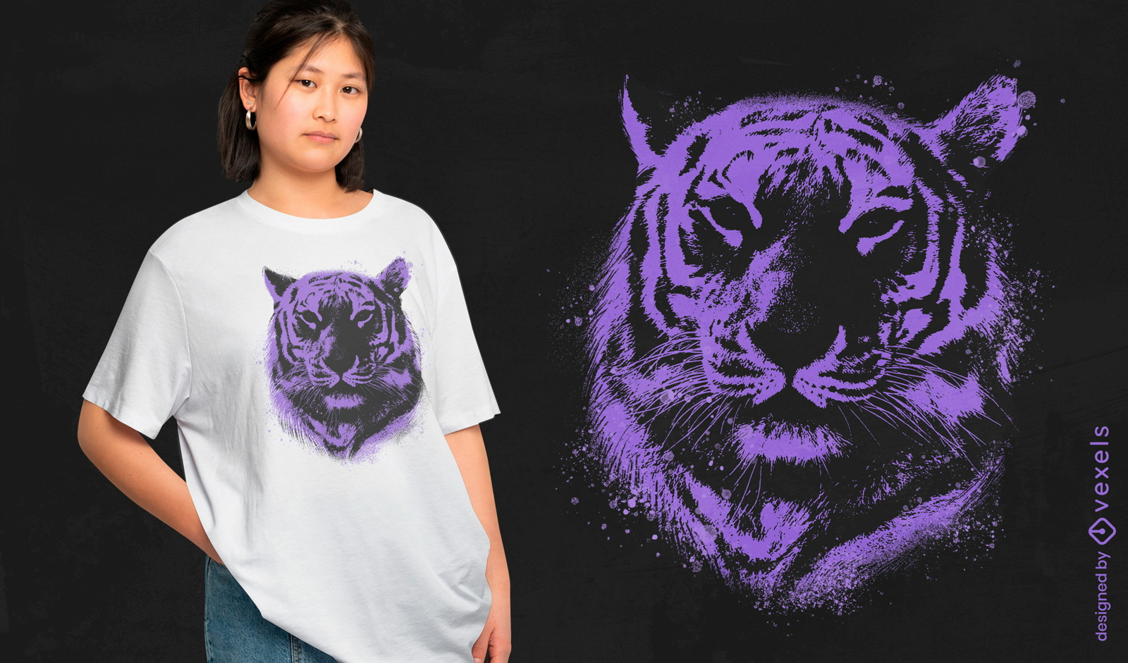 Diseño de camiseta de tigre realista.