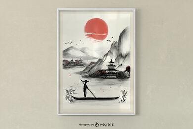 Japanese landscape poster design