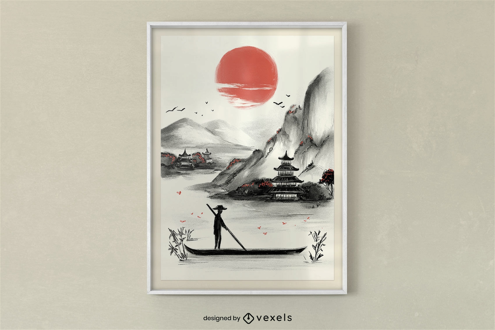 design de cartaz de paisagem japonesa