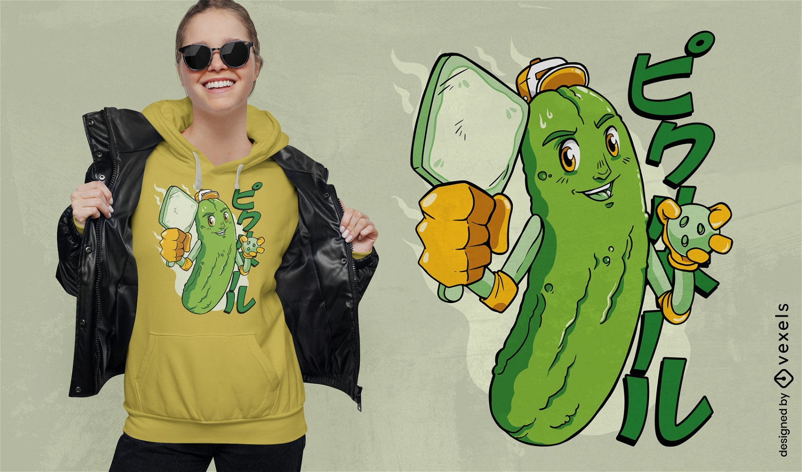 Pickle-Cartoon-Lebensmittel-T-Shirt-Design