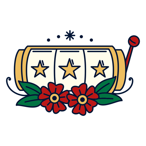 Máquina caça-níqueis com flores e estrelas Desenho PNG