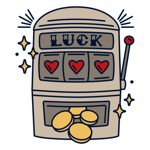 Spielautomat mit Herzen und Münzen PNG-Design