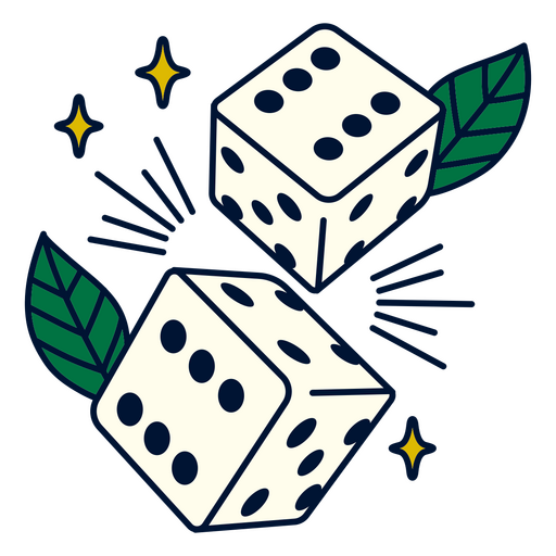 Pair of dice with leaves on them PNG Design