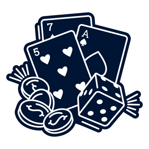 Playing cards, dice, and chips PNG Design